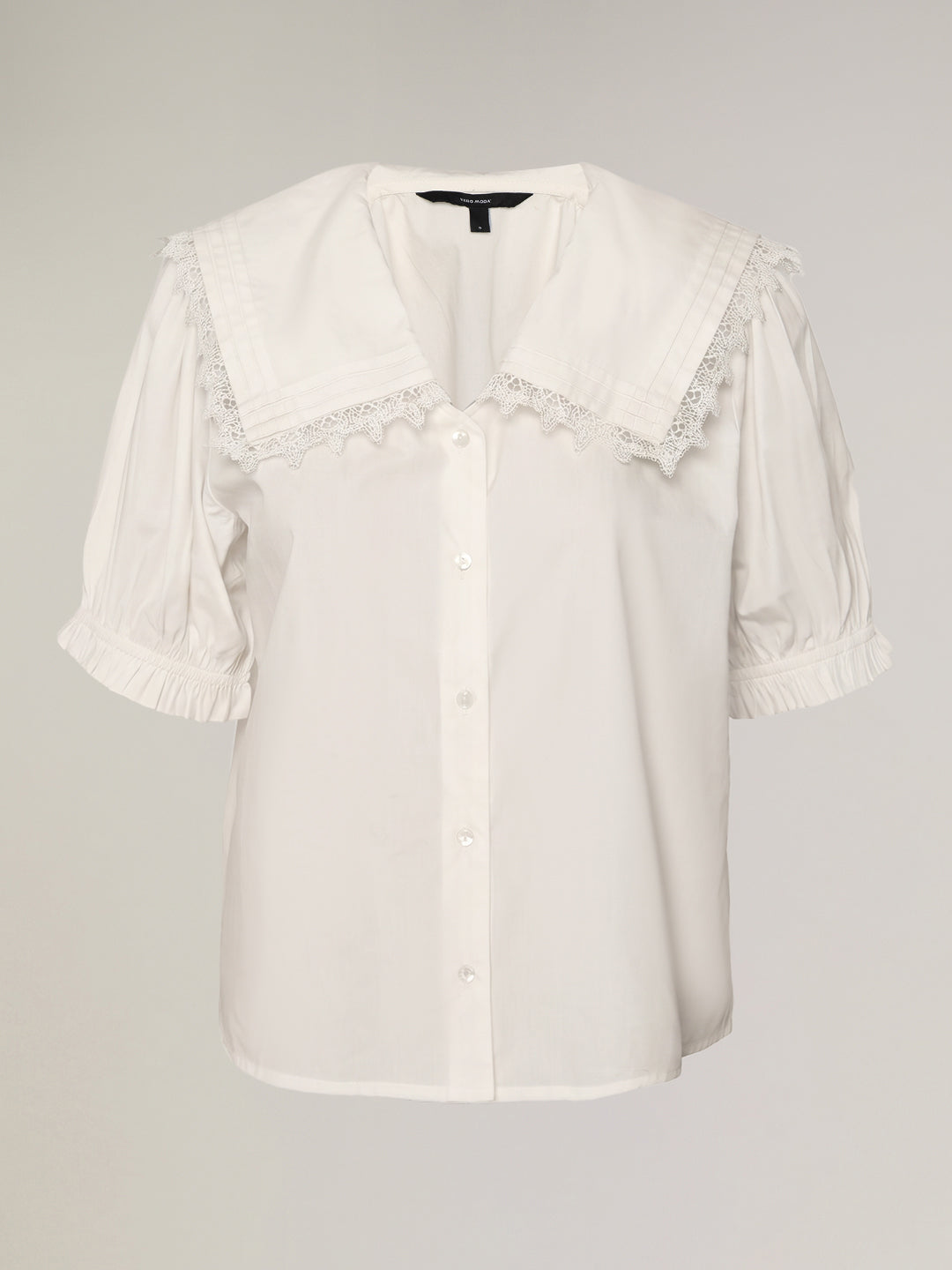 White Lace Trim Collar Top