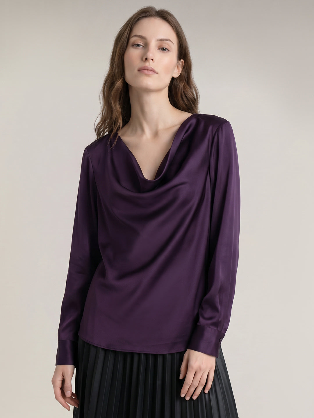 Purple Cowl Neck Top
