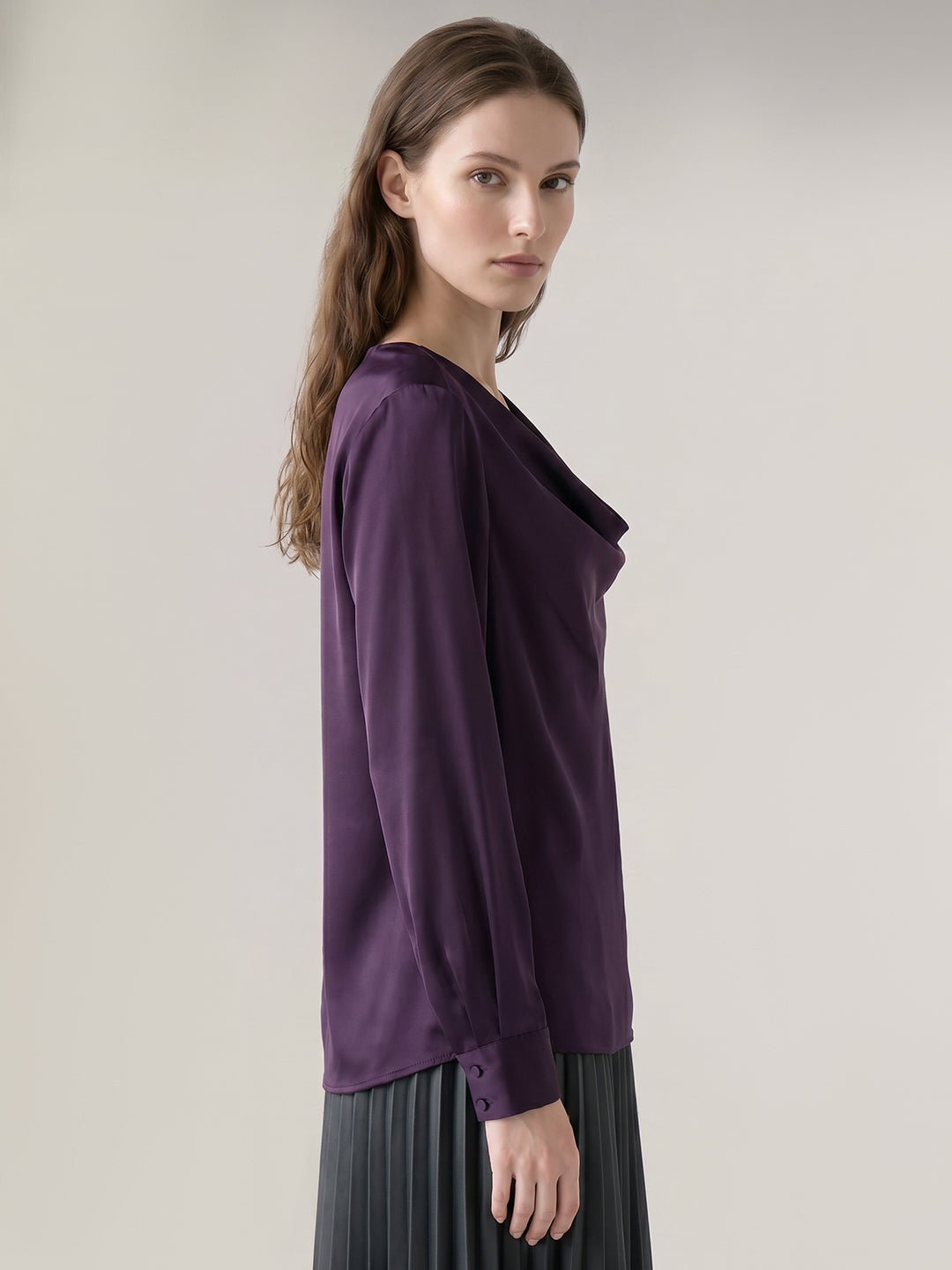 Purple Cowl Neck Top