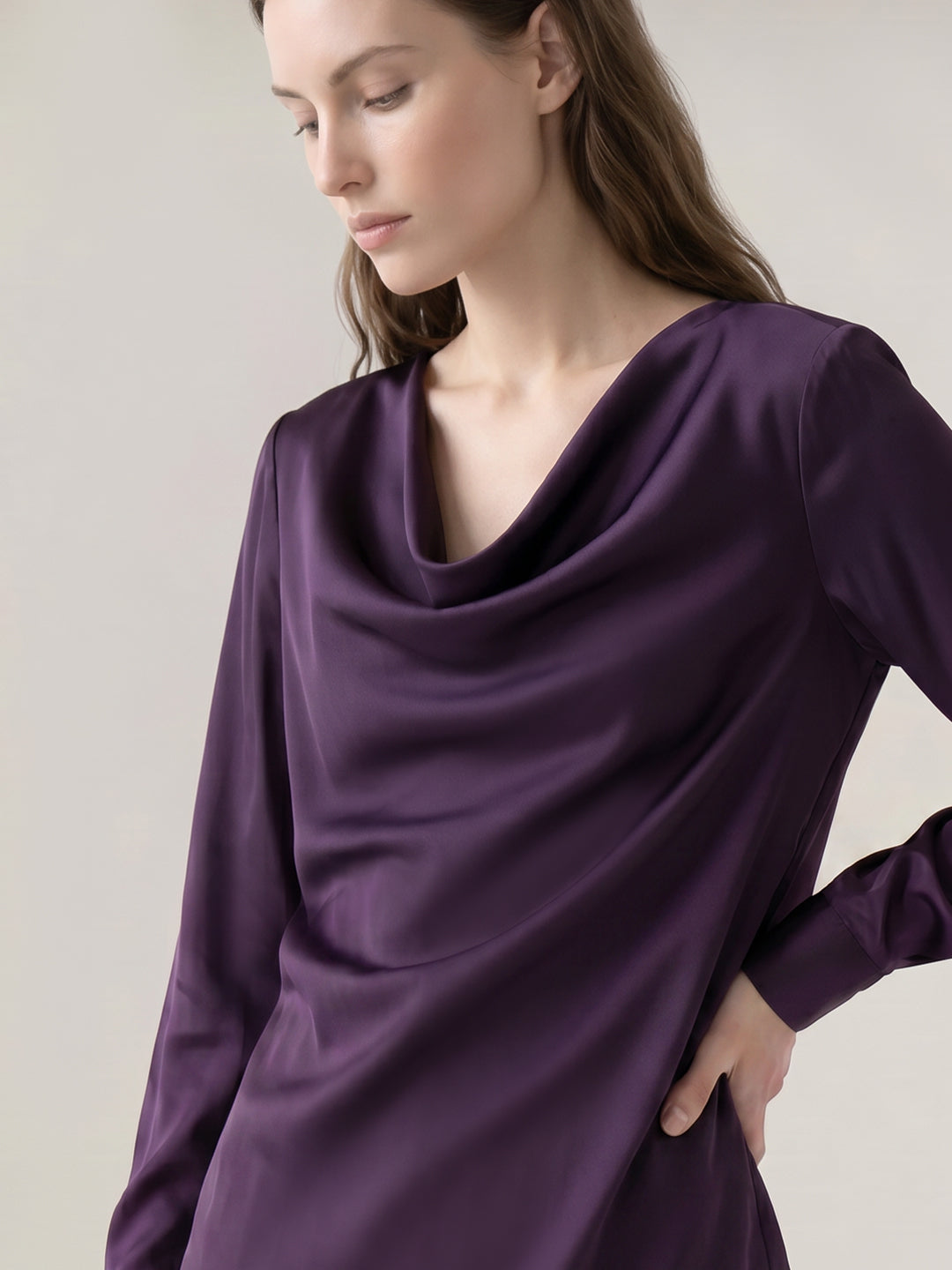 Purple Cowl Neck Top