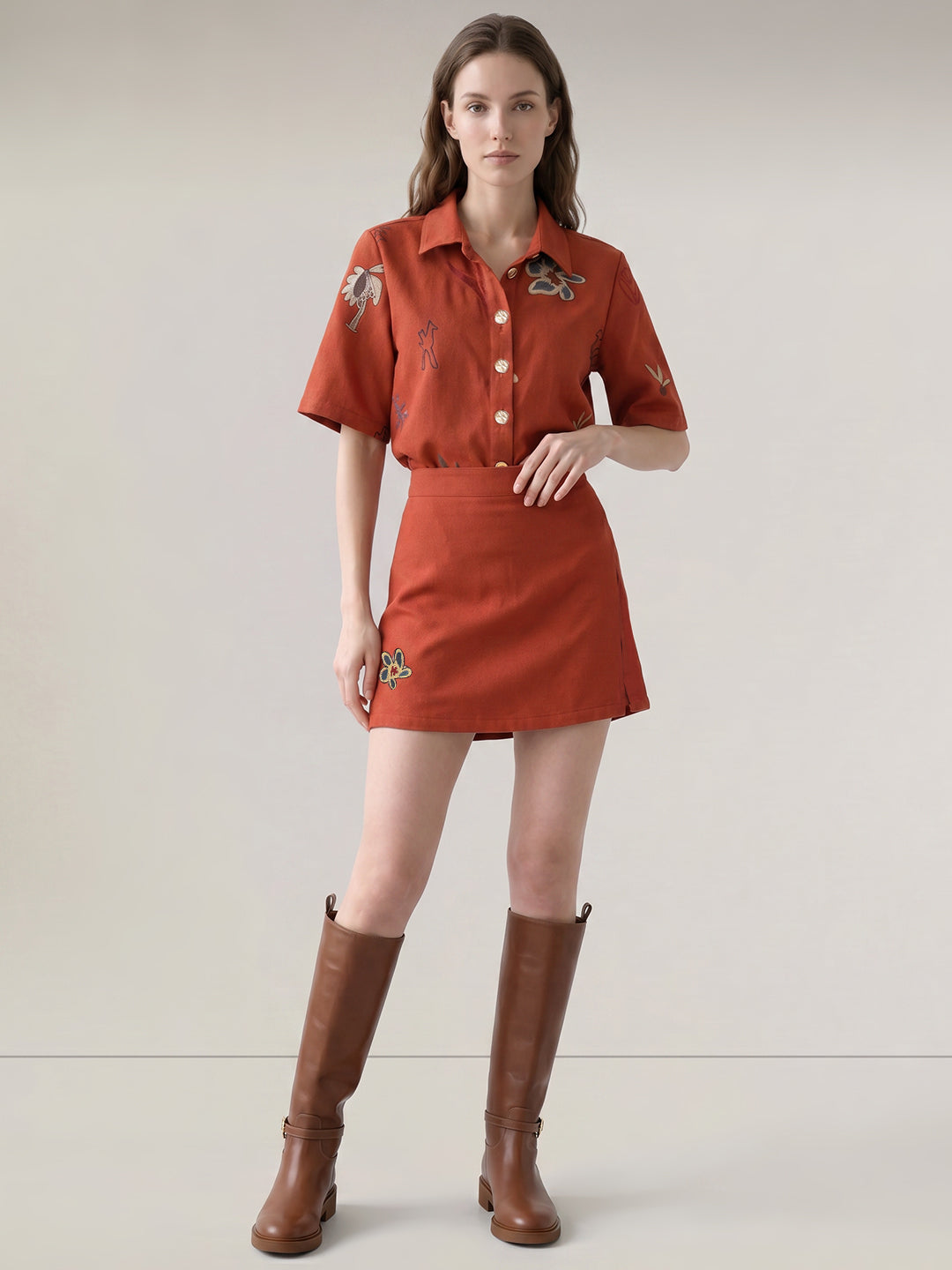 Rust High Rise Skorts