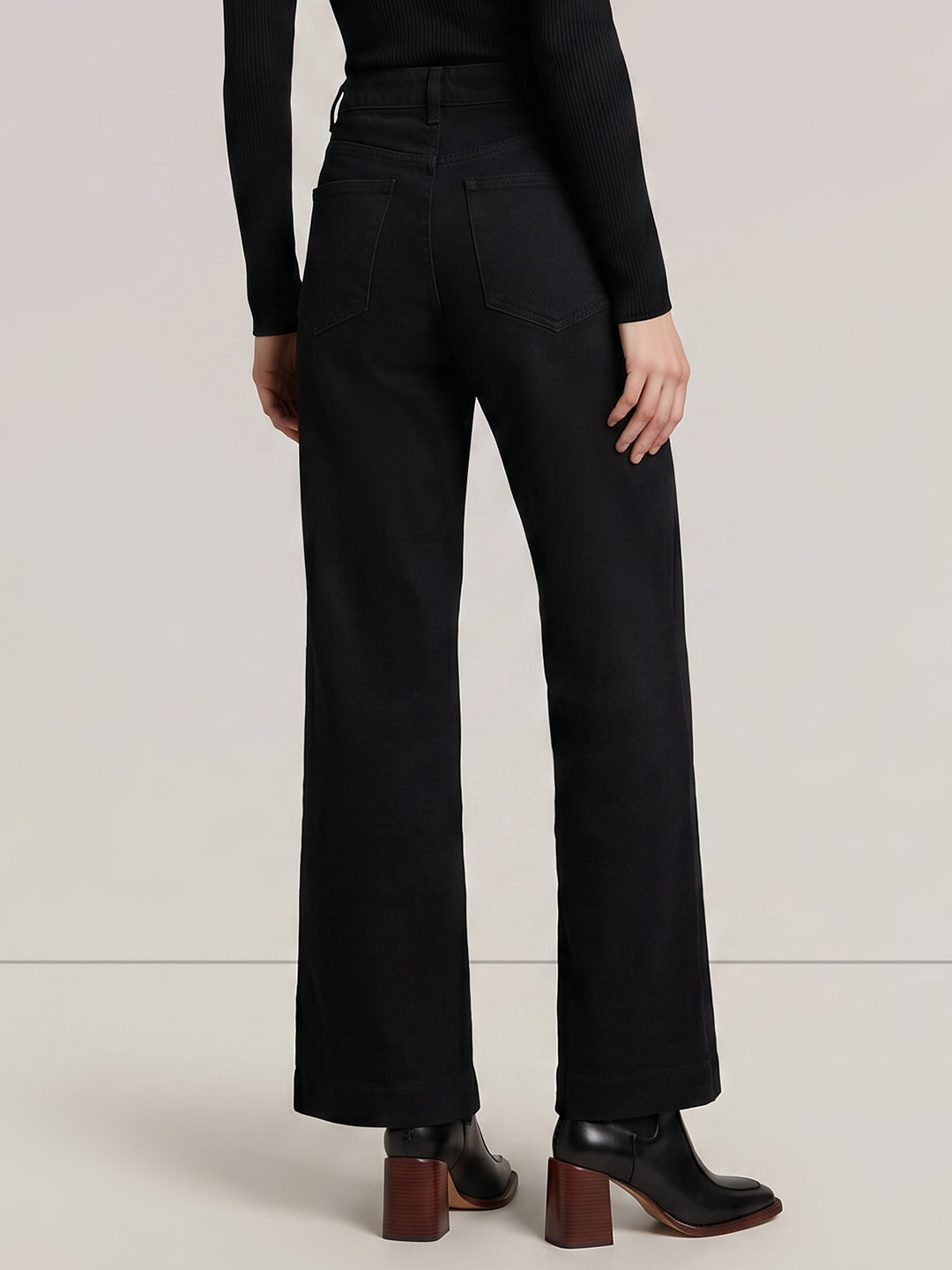 Black High Rise Wide Leg Jeans