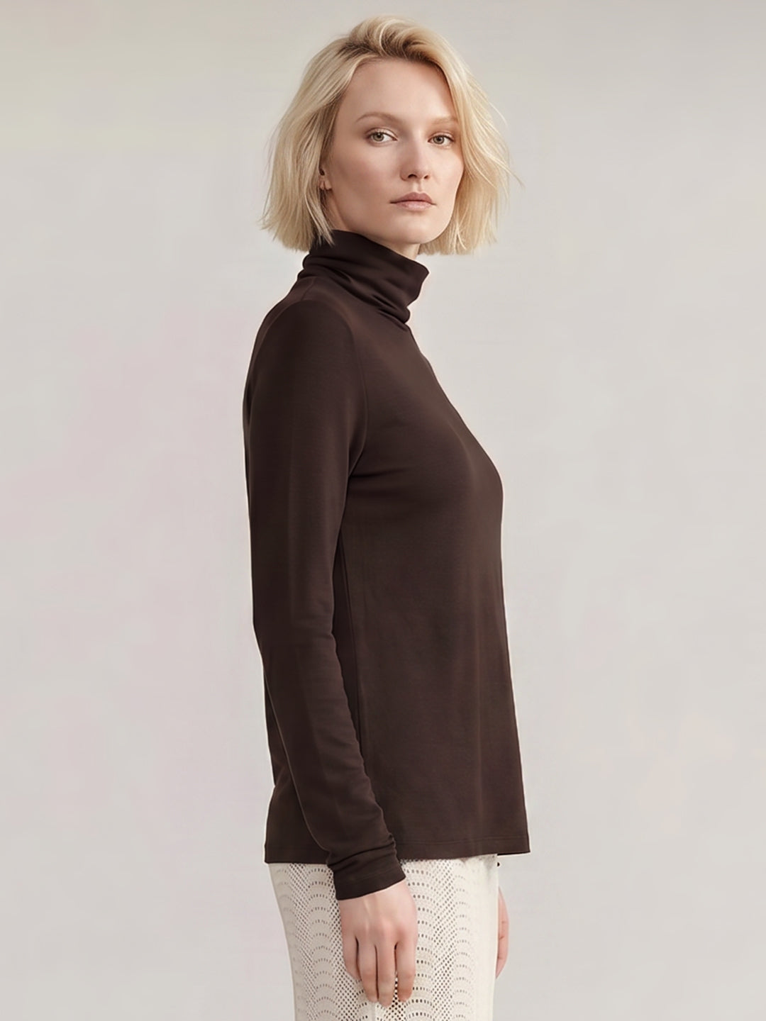 Dark Brown Roll Neck Top