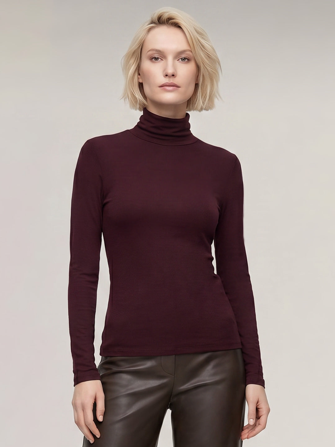 Maroon Roll Neck Top
