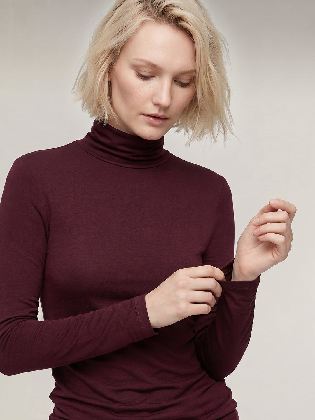 Maroon Roll Neck Top