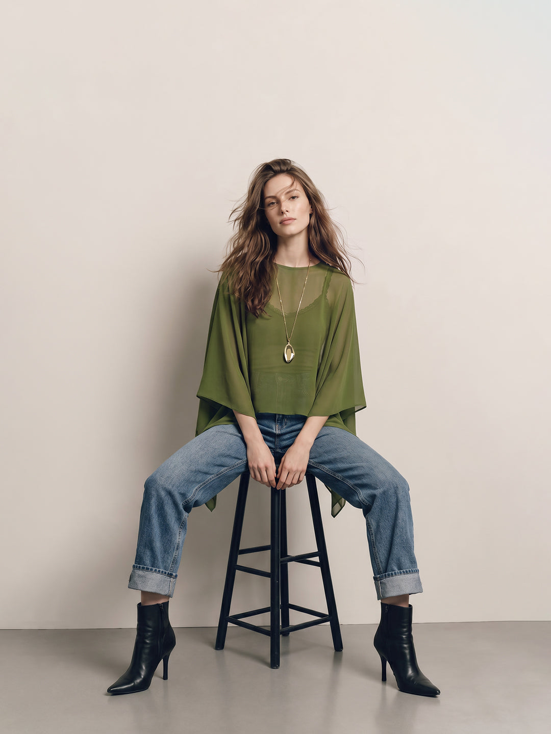 Dark Green Cape Top
