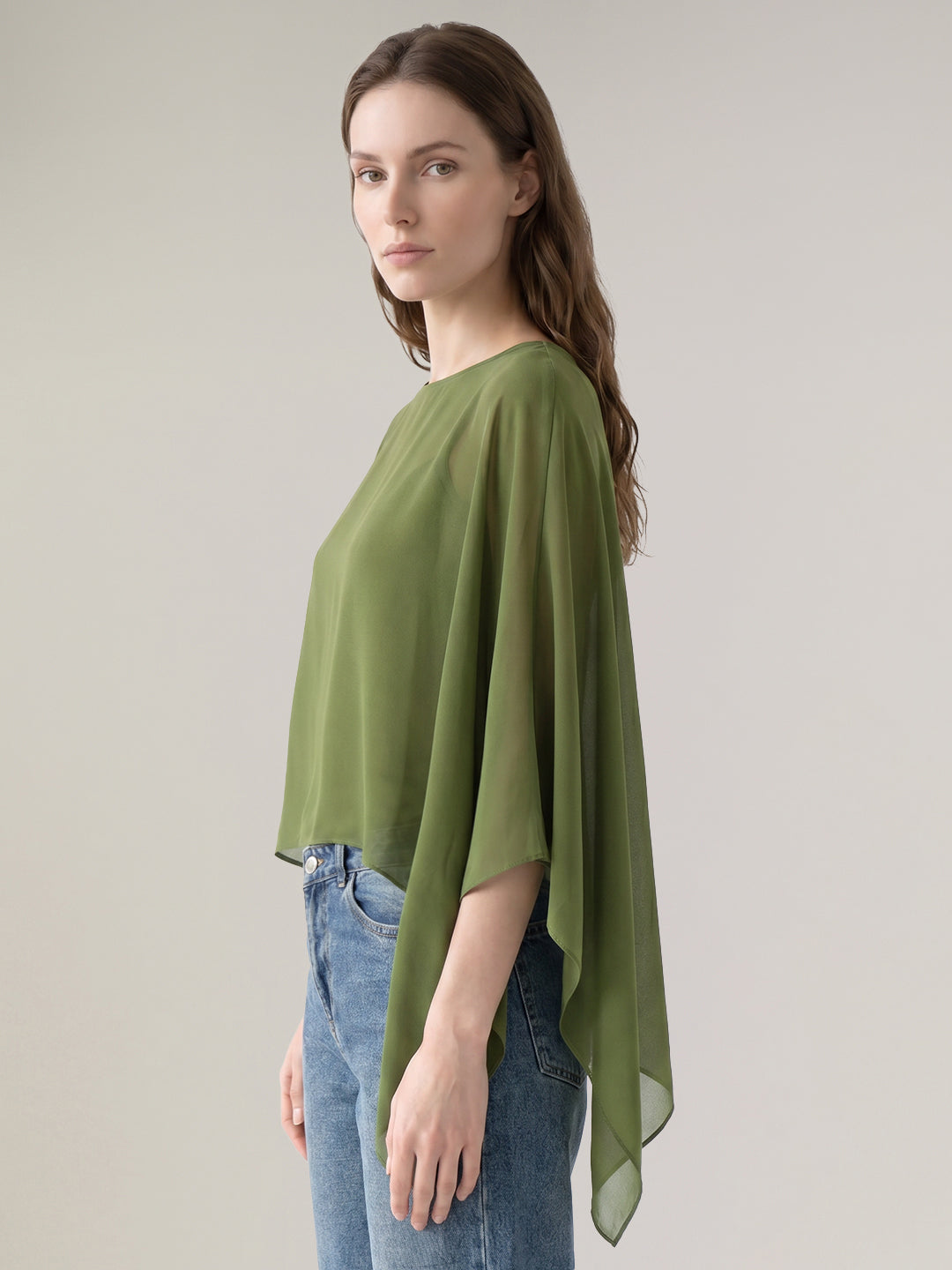 Dark Green Cape Top