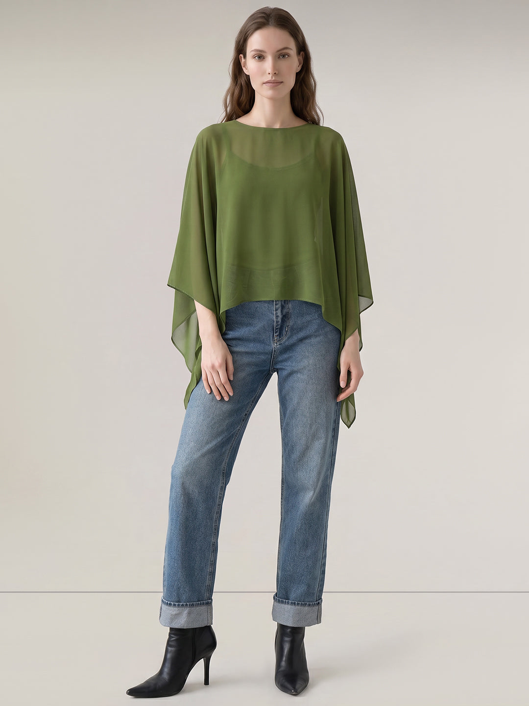 Dark Green Cape Top