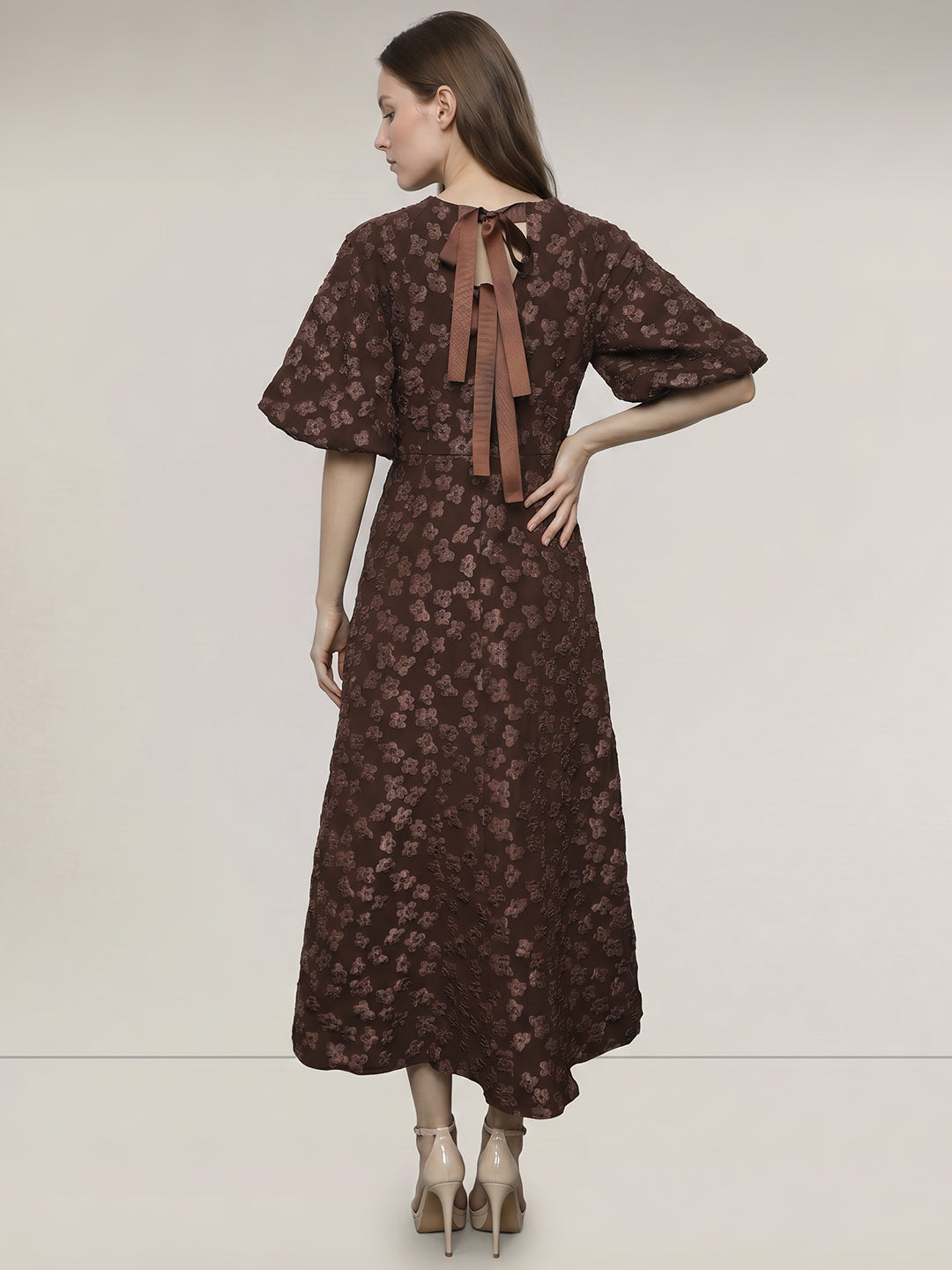 Floral Jacquard Midi Dress