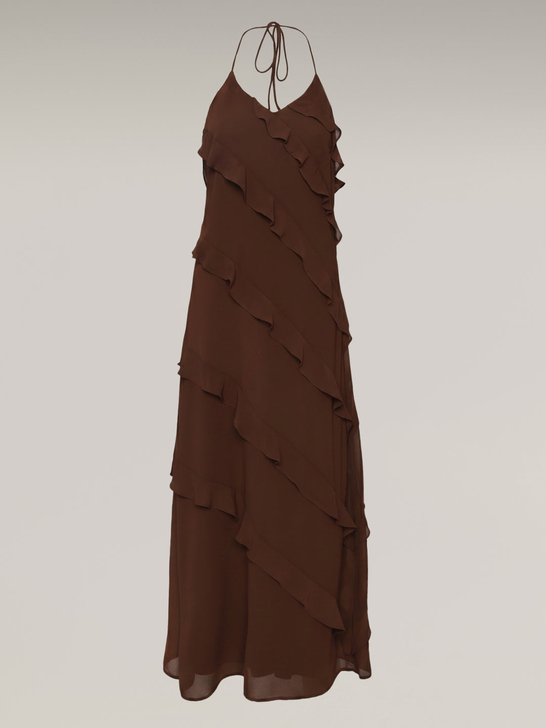 Dark Brown Strappy Halter Neck Dress