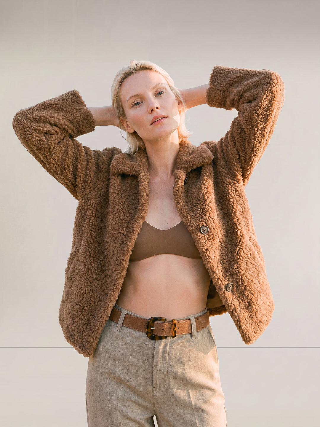 Brown Short Teddy Jacket