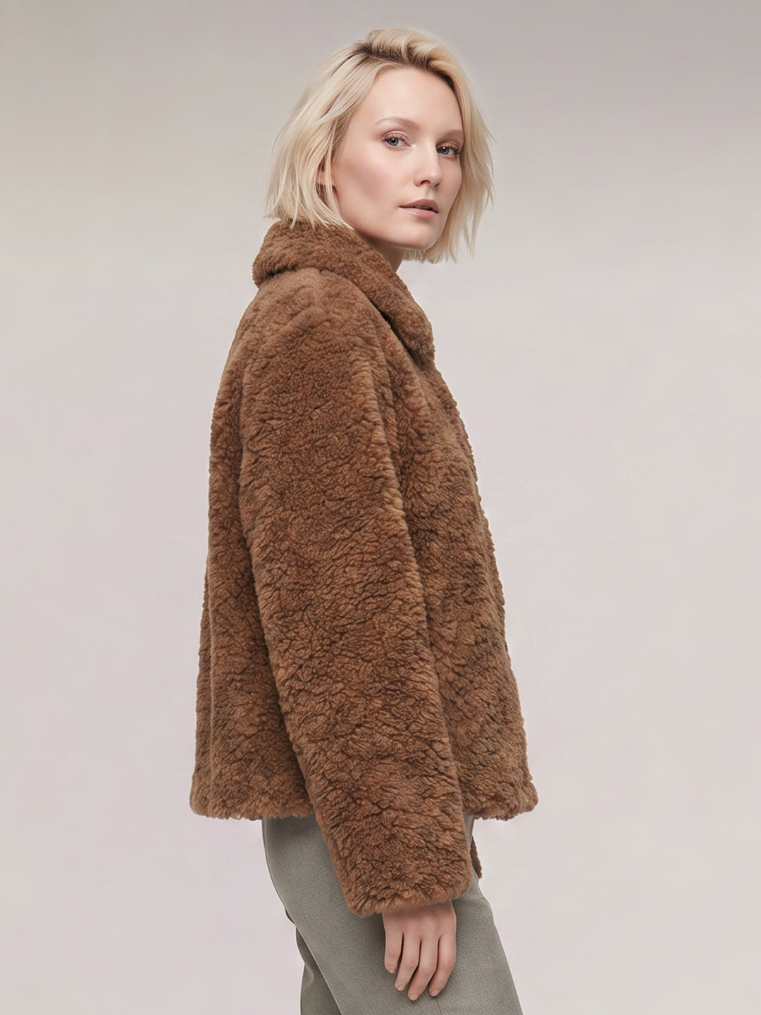 Brown Short Teddy Jacket