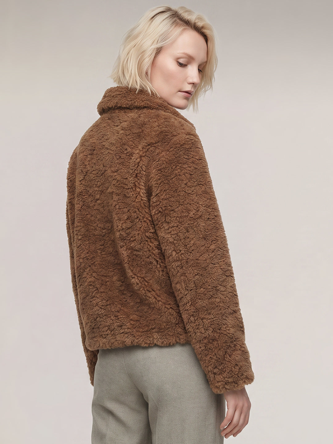 Brown Short Teddy Jacket