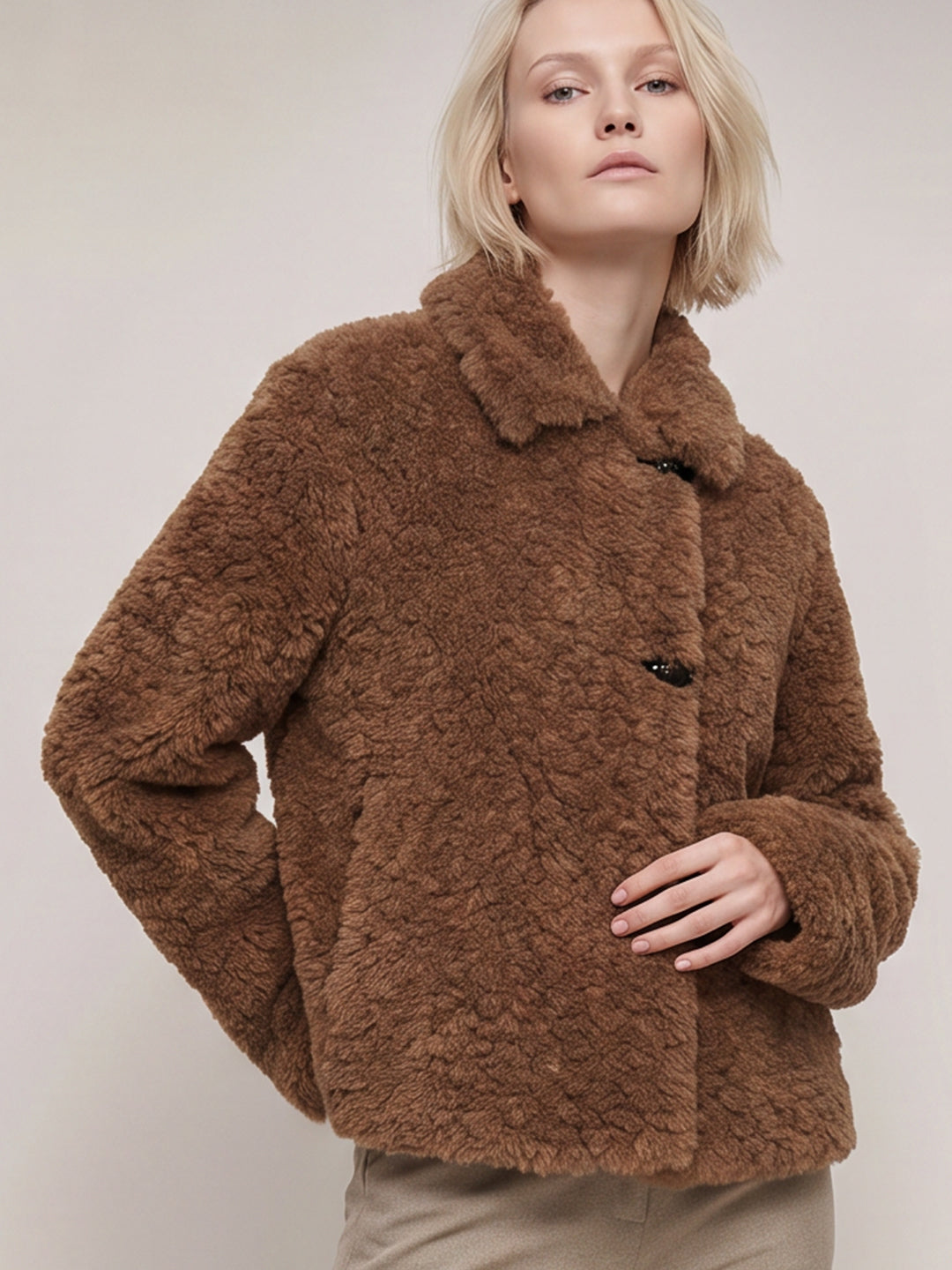Brown Short Teddy Jacket