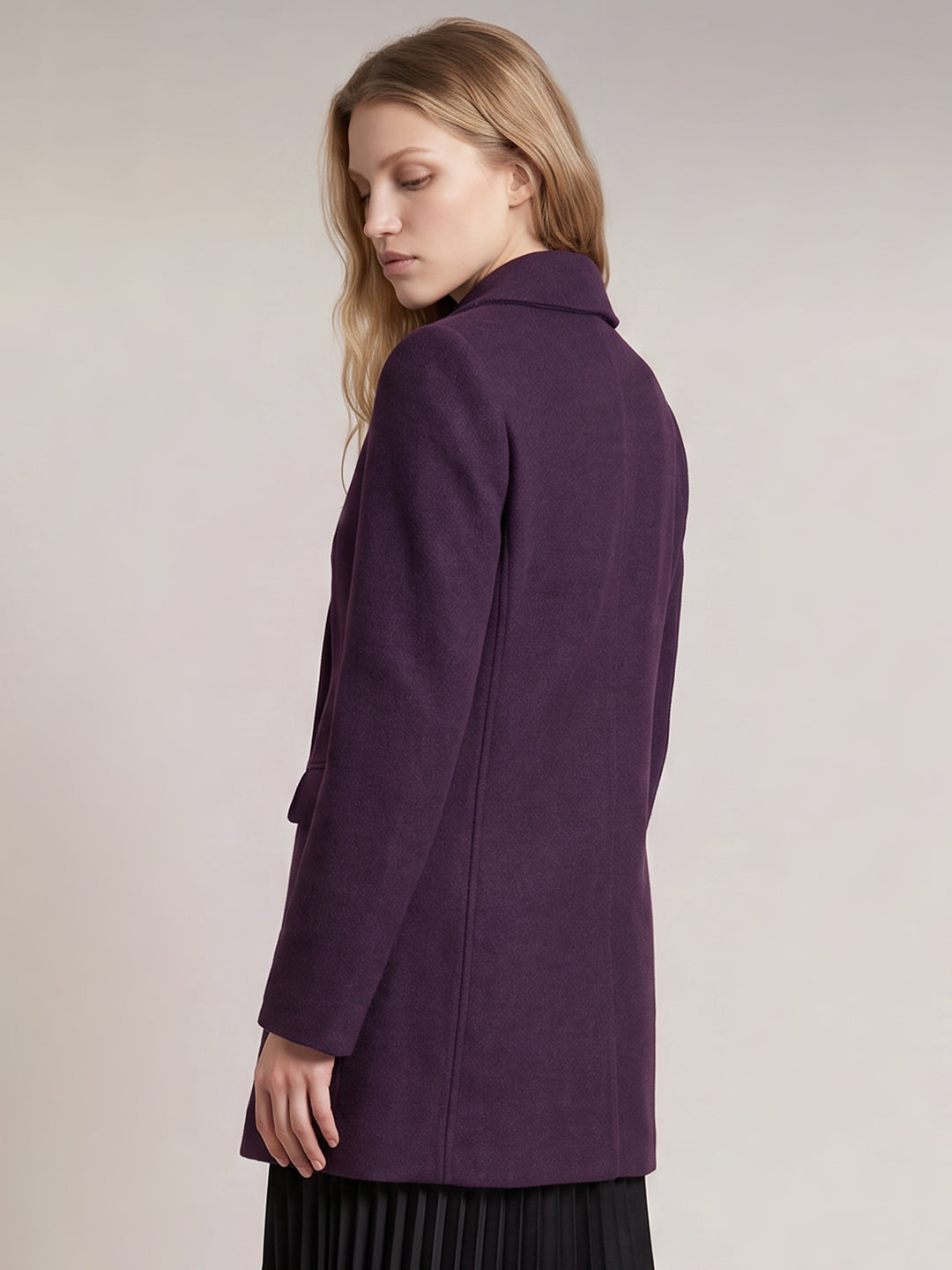 Dark Purple Wool Blend Coat