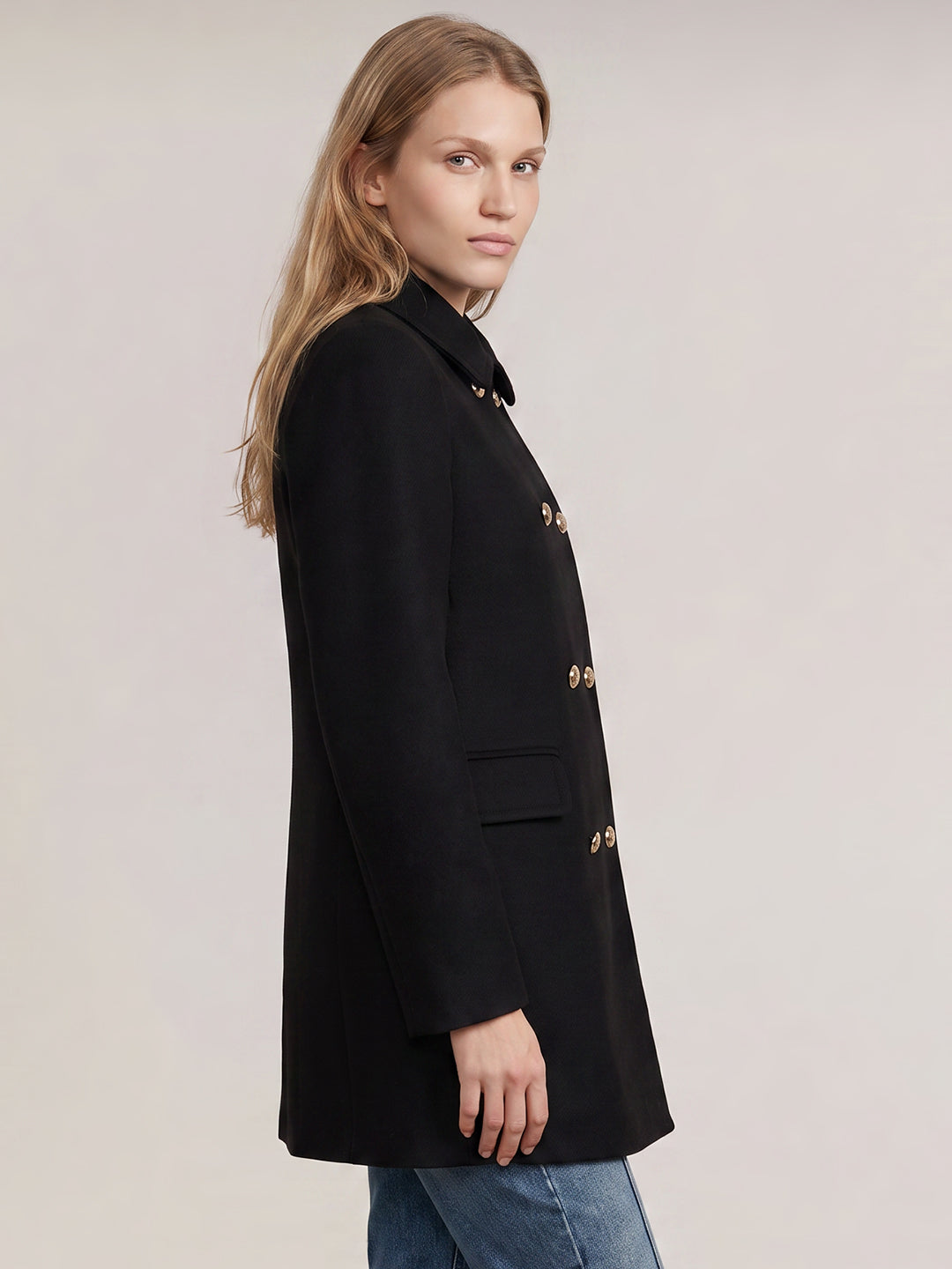Black Wool Blend Coat