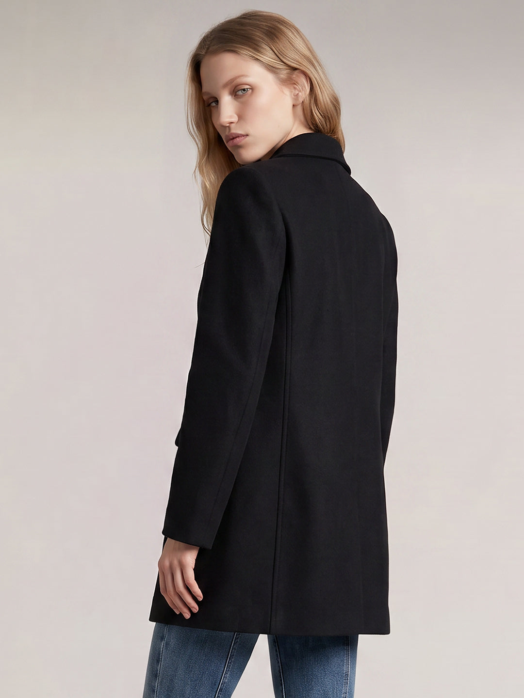 Black Wool Blend Coat