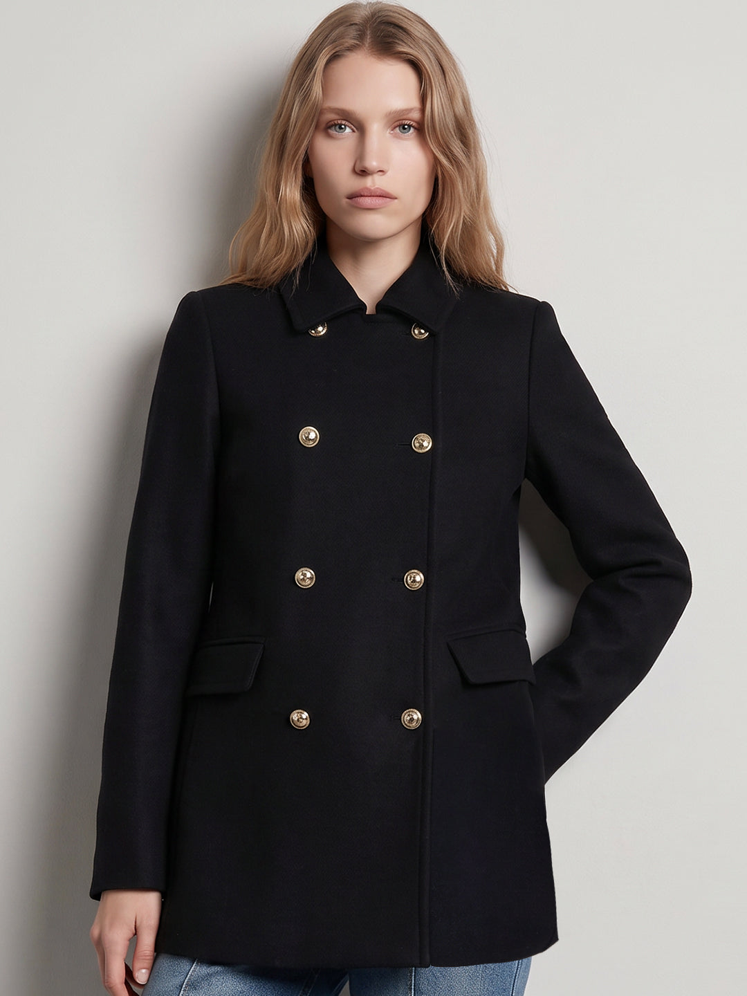 Black Wool Blend Coat
