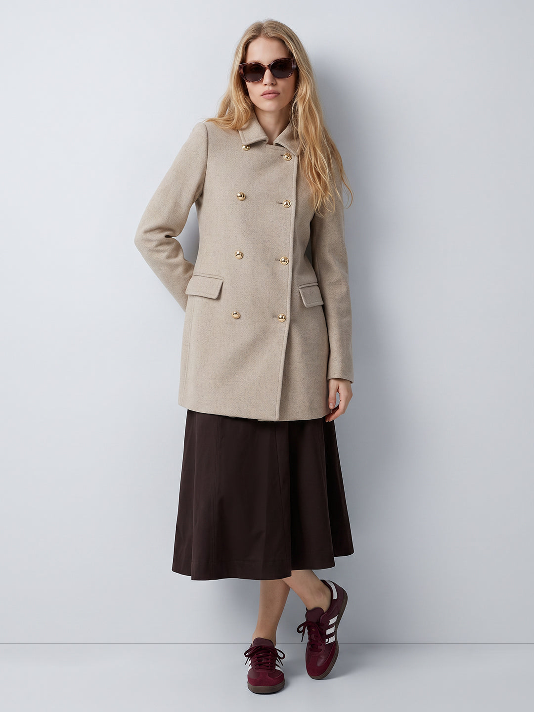 Beige Wool Blend Coat