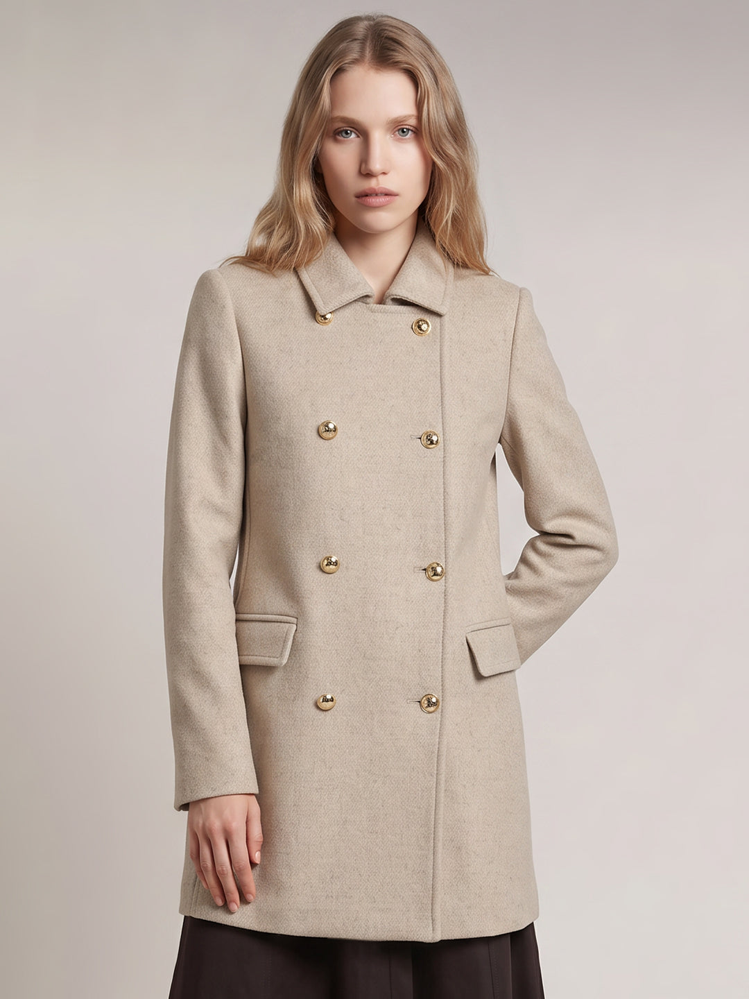 Beige Wool Blend Coat
