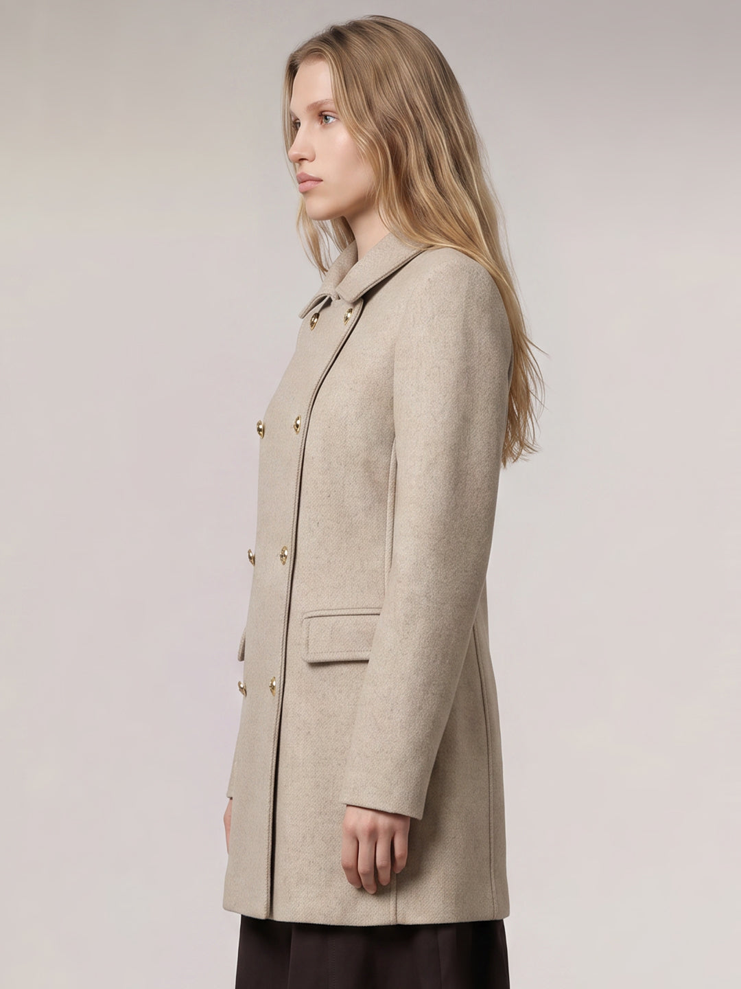 Beige Wool Blend Coat