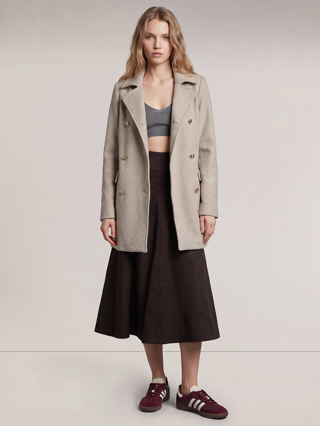 Beige Wool Blend Coat