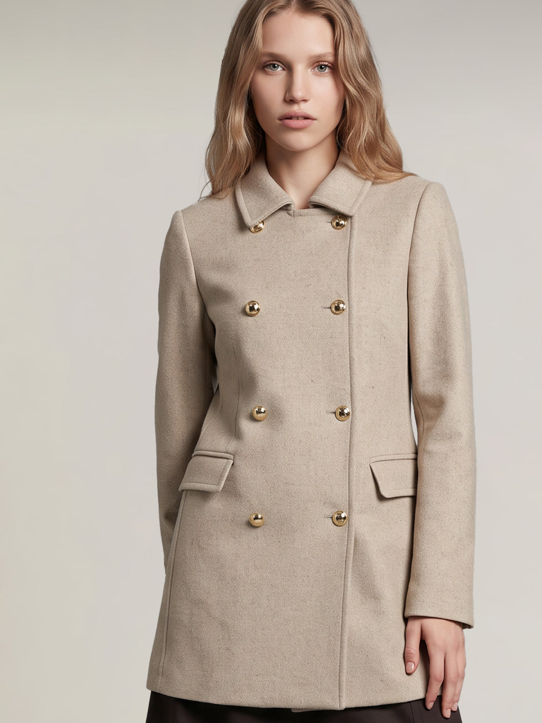 Beige Wool Blend Coat