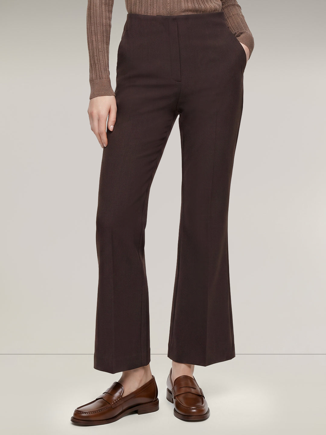 Dark Brown Mid Rise Pants
