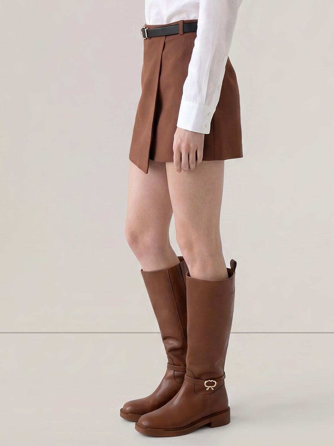 Brown Mid Rise Skorts