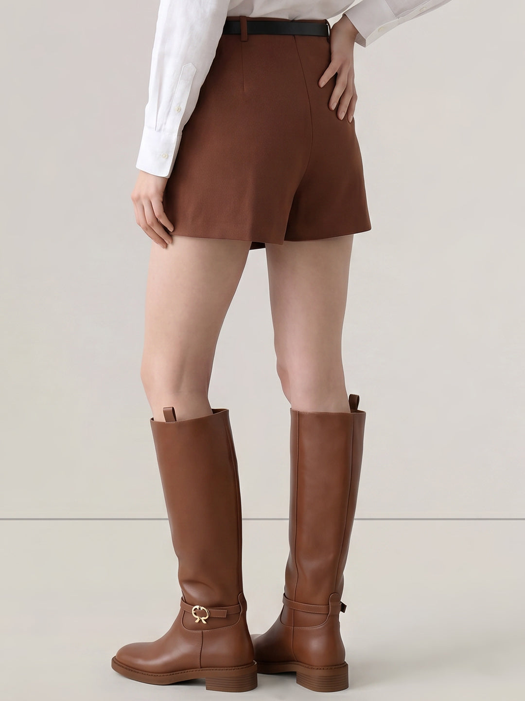 Brown Mid Rise Skorts