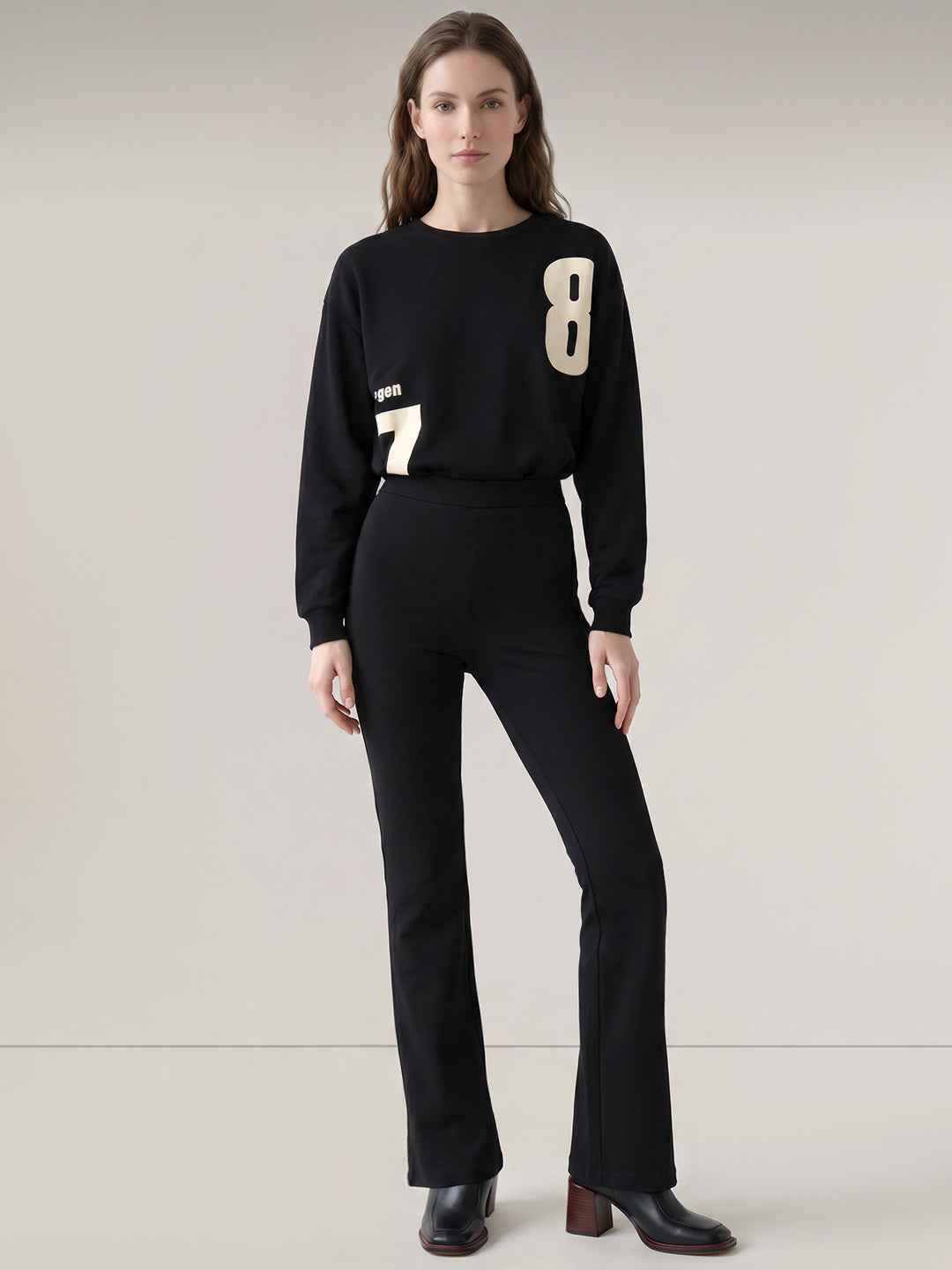 Black Flared Jersey Pants