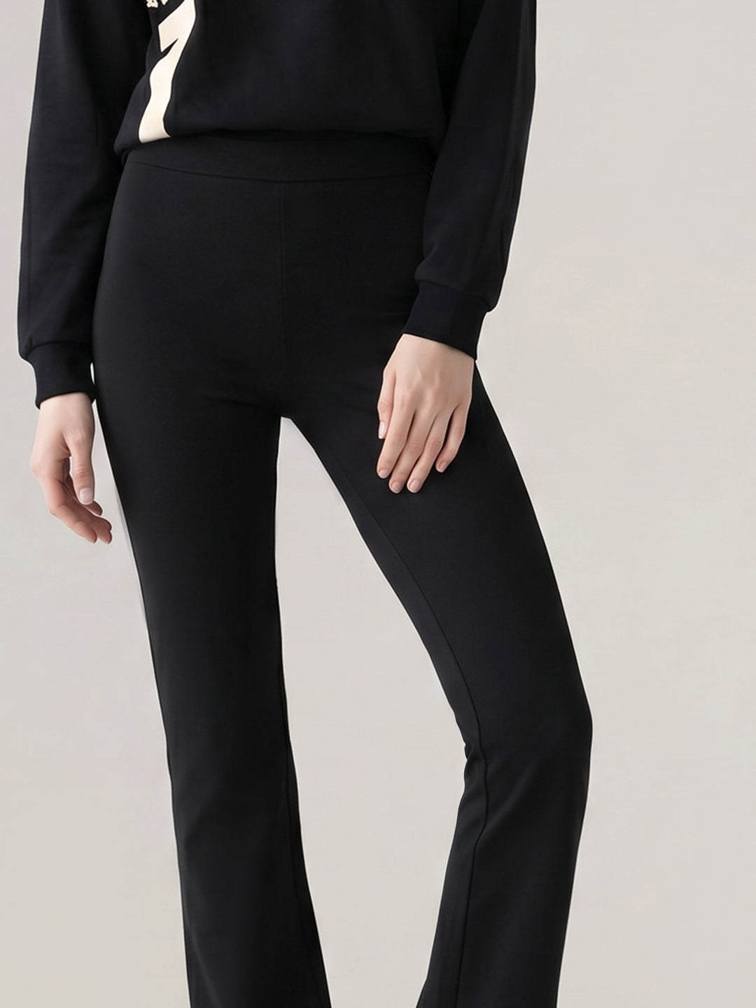 Black Flared Jersey Pants