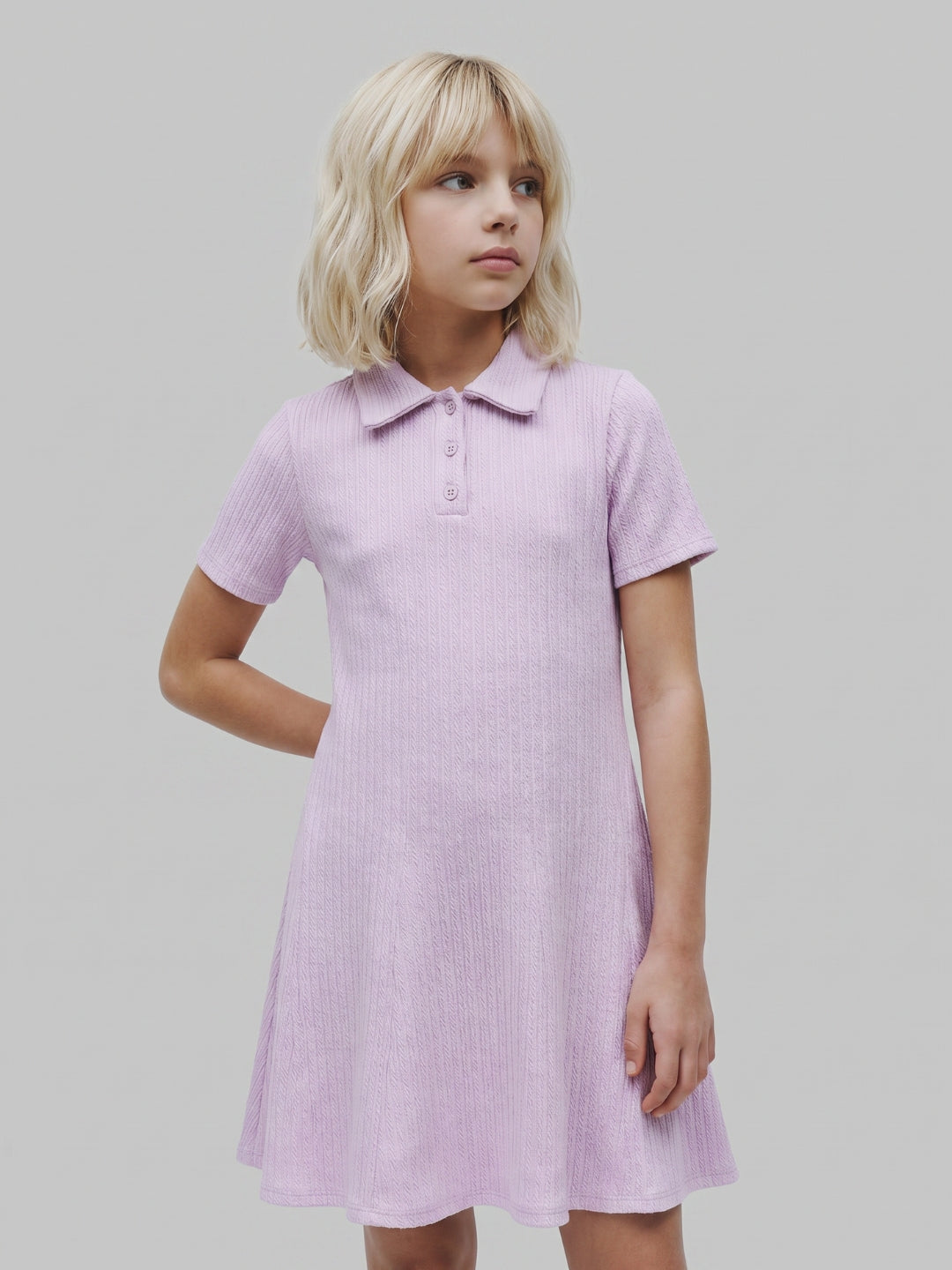 GIRLS Purple Knitted Shirt Dress