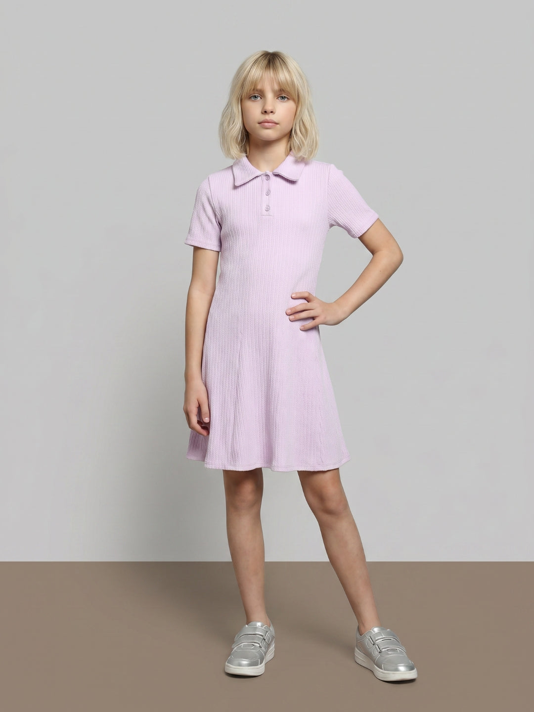 GIRLS Purple Knitted Shirt Dress