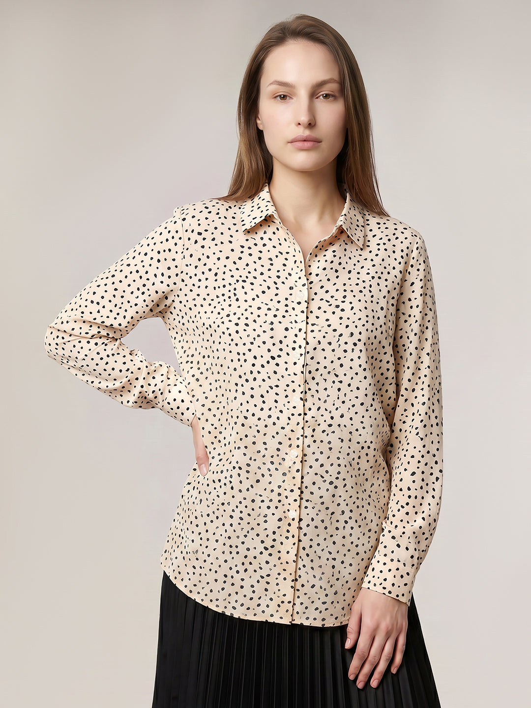 Beige Printed Shirt