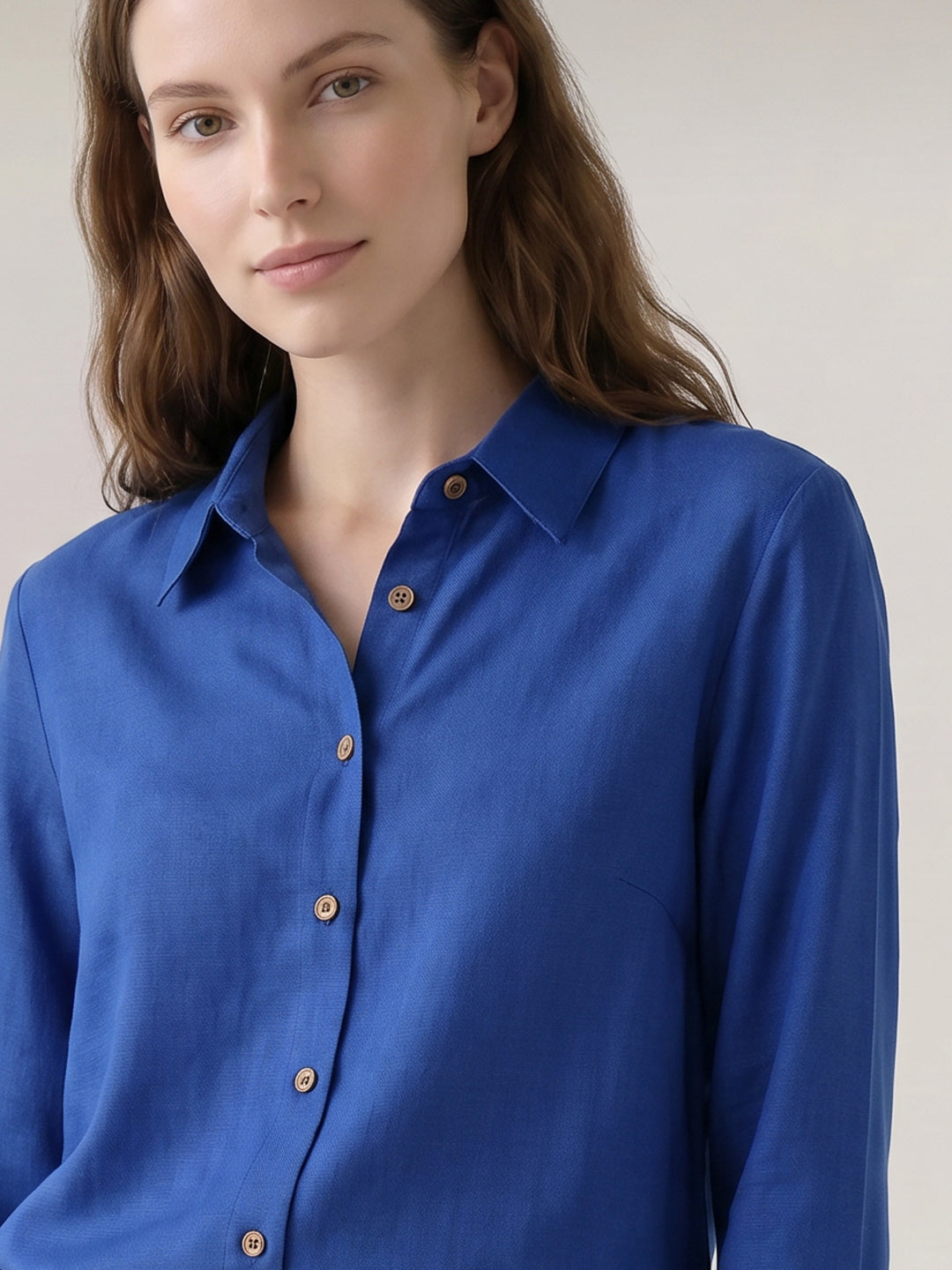 Dark Blue Linen Blend Shirt