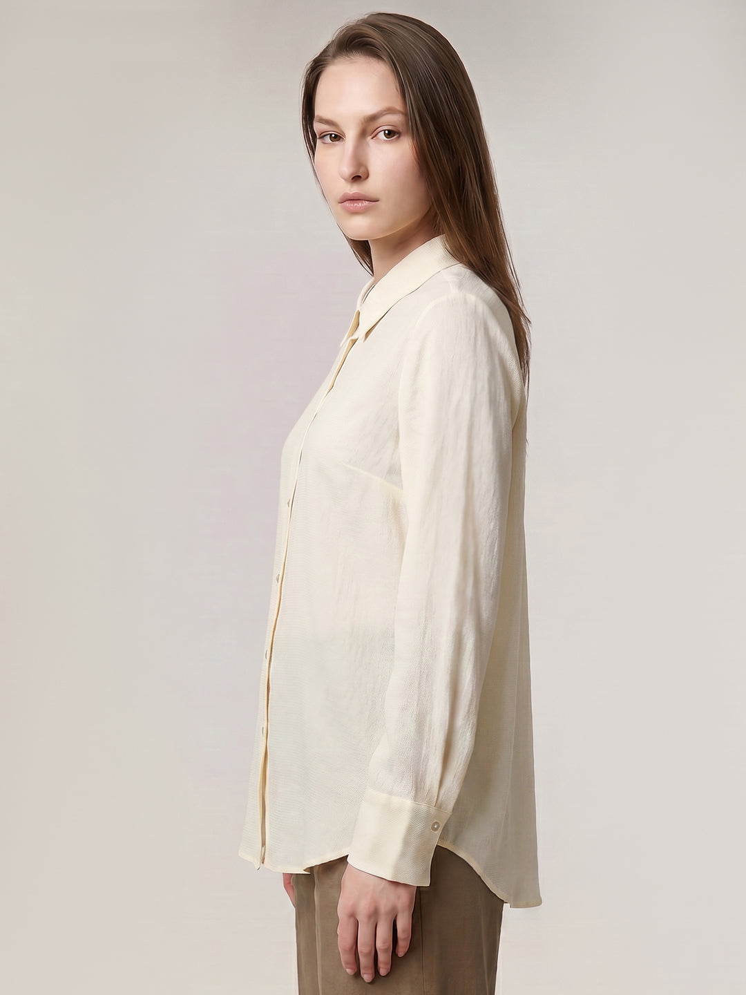 Ecru Linen Blend Shirt