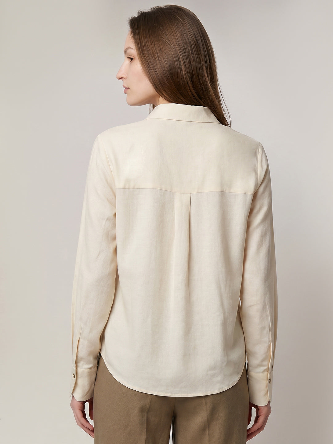 Ecru Linen Blend Shirt