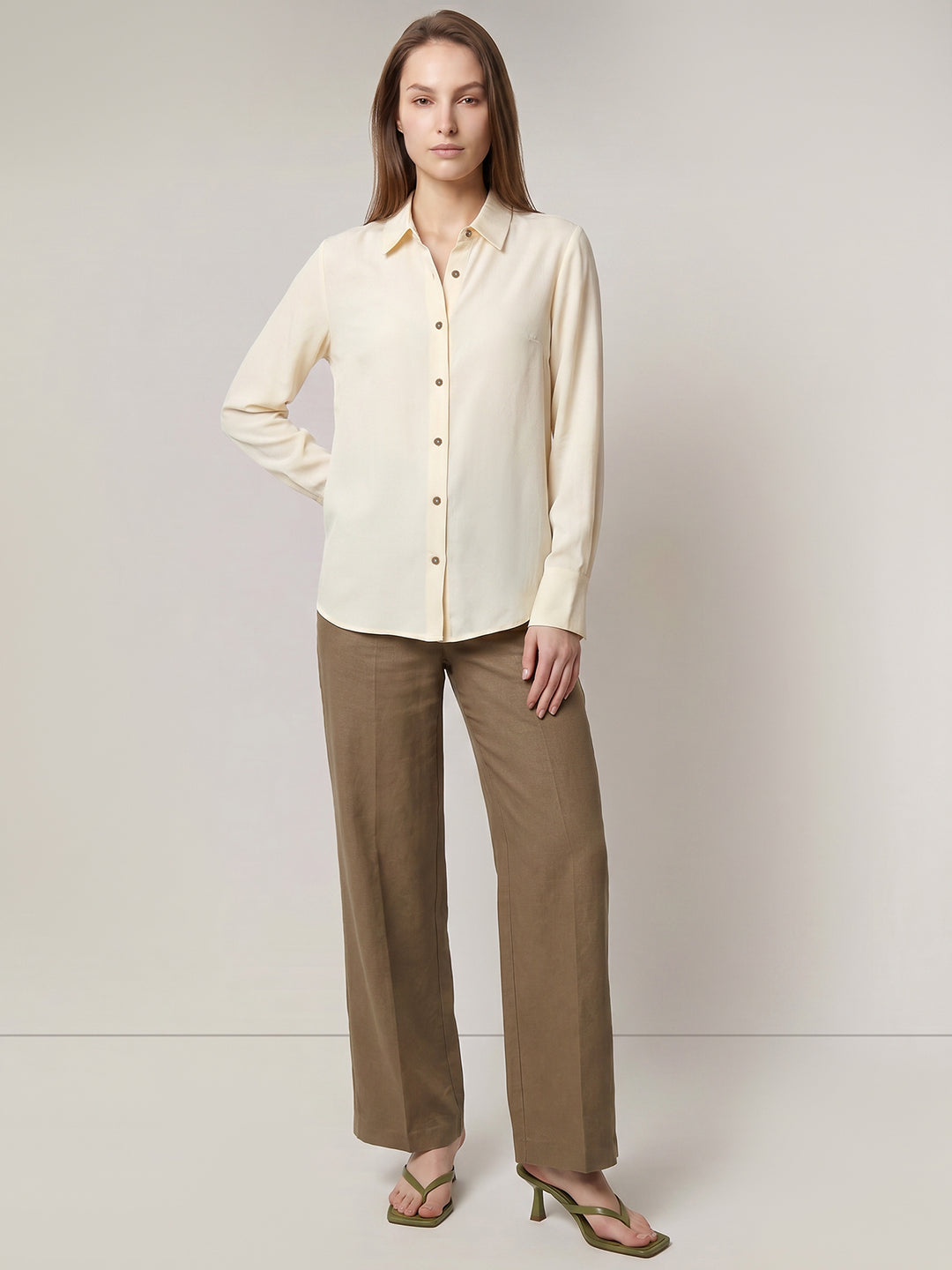 Ecru Linen Blend Shirt