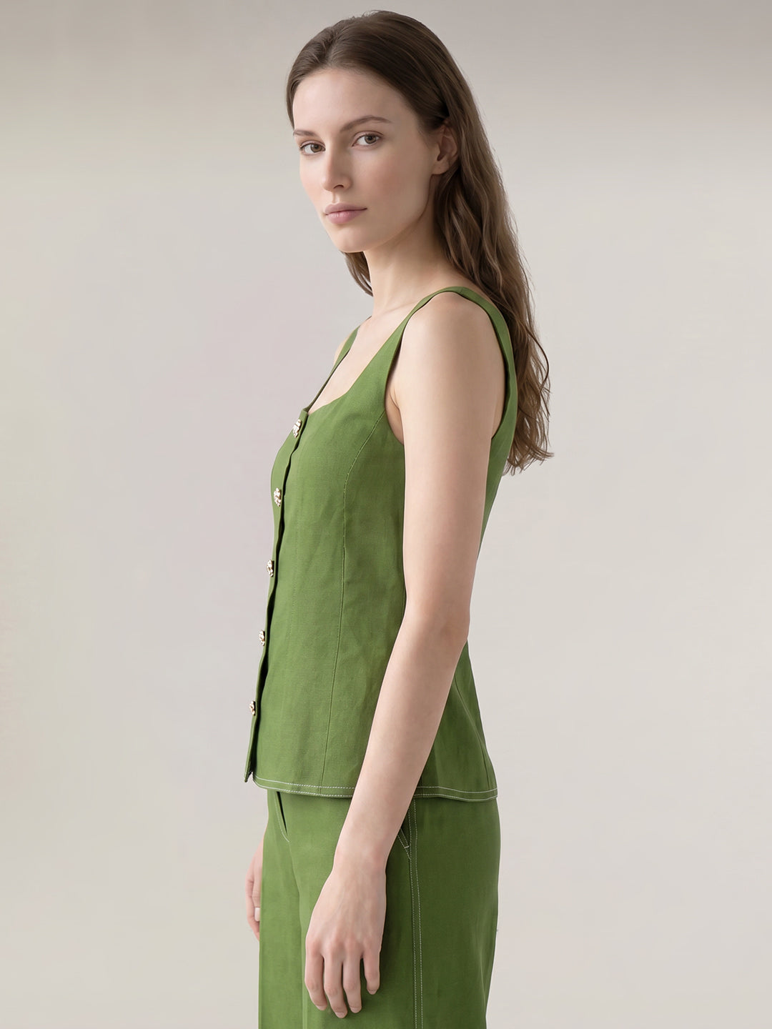Green Strappy Vest Top
