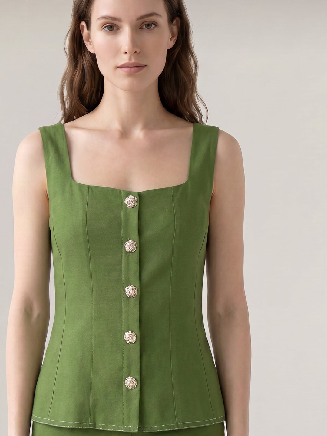 Green Strappy Vest Top