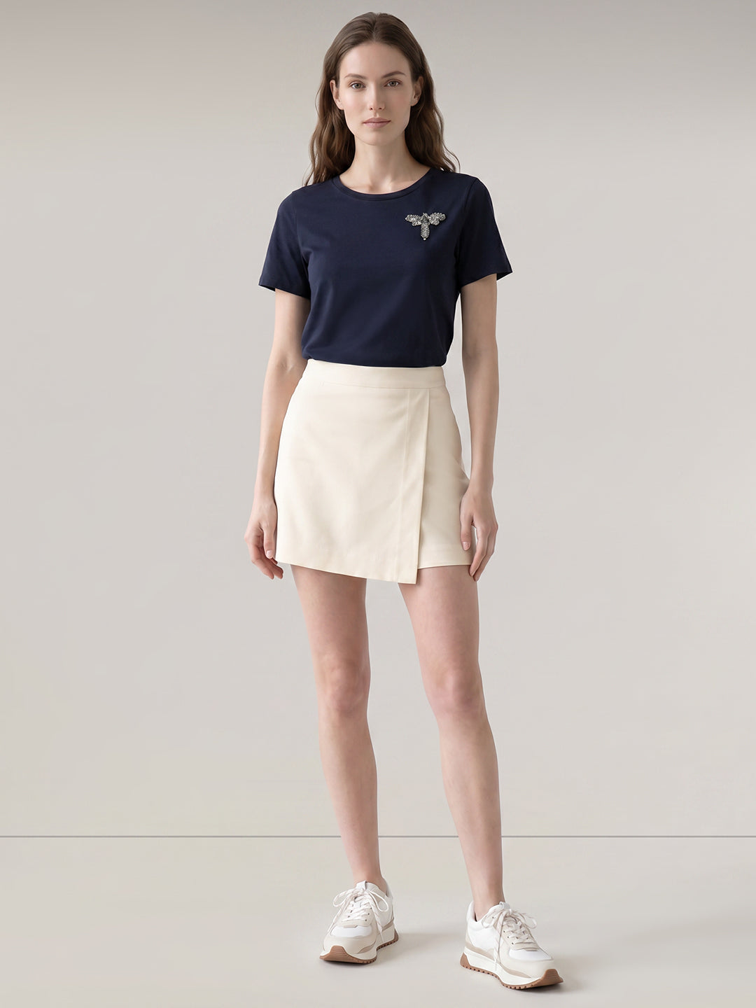 Ecru Mid Rise Skort
