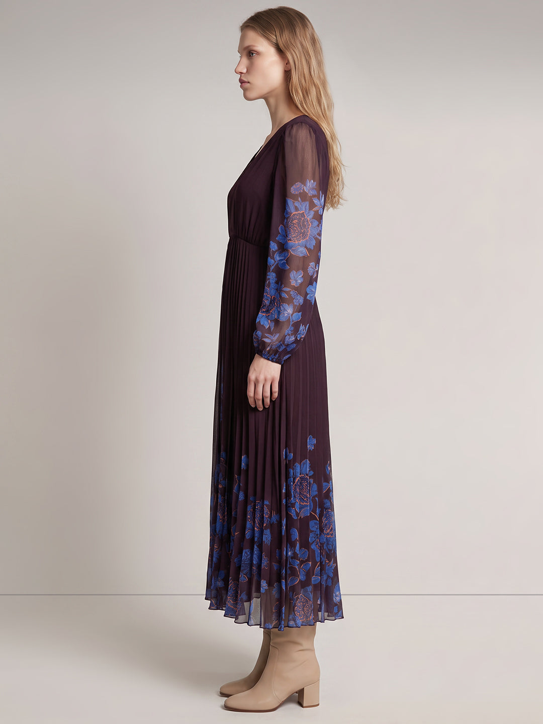 Purple Printed Midaxi Dress
