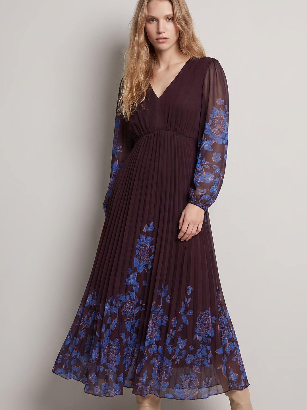 Purple Printed Midaxi Dress