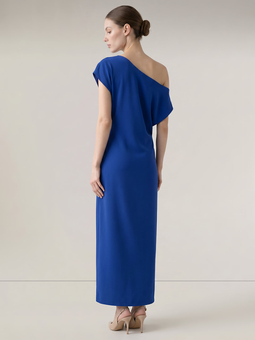 Dark Blue Draped Midi Dress