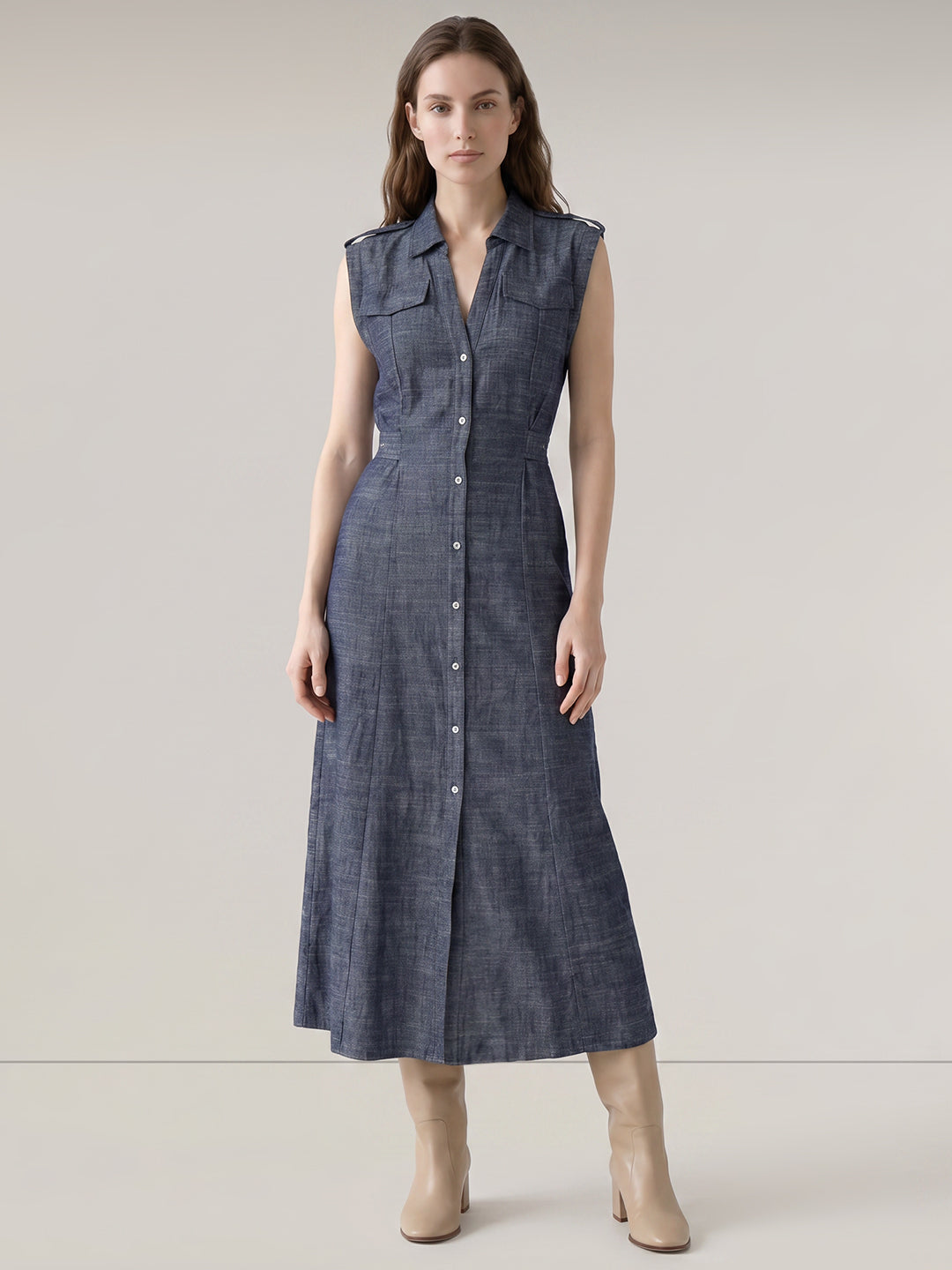 Dark Blue Denim Shirt Dress
