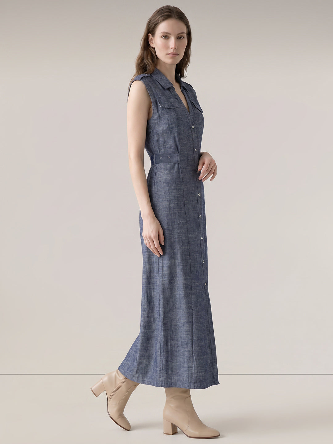 Dark Blue Denim Shirt Dress