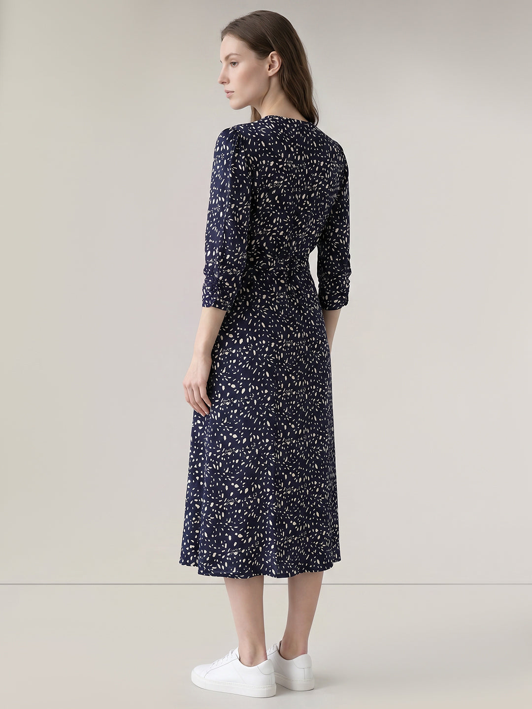 Dark Blue Printed Midi Dress