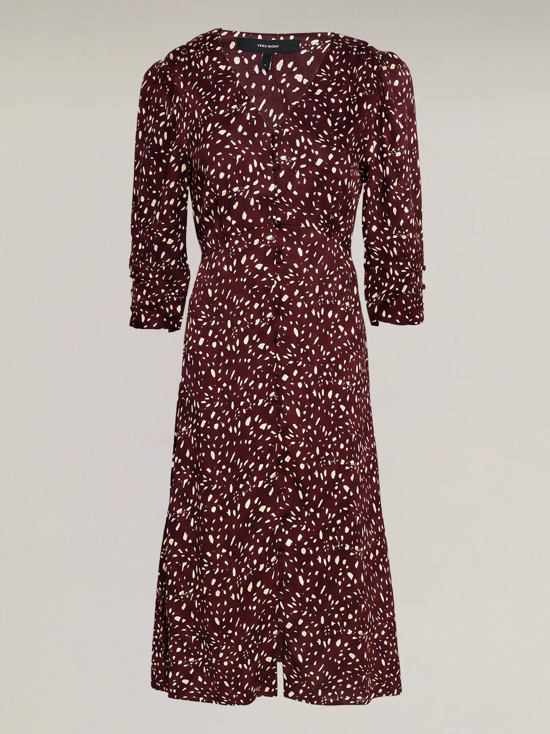 Dark Brown Printed Midi Dress