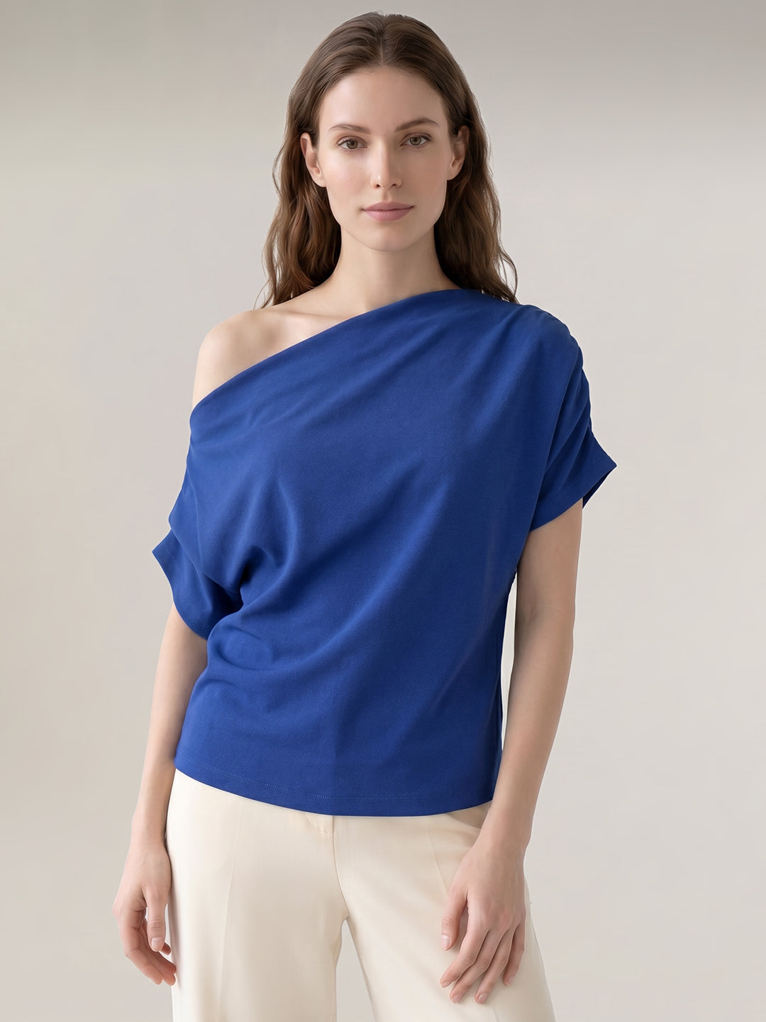 Dark Blue One Shoulder Top